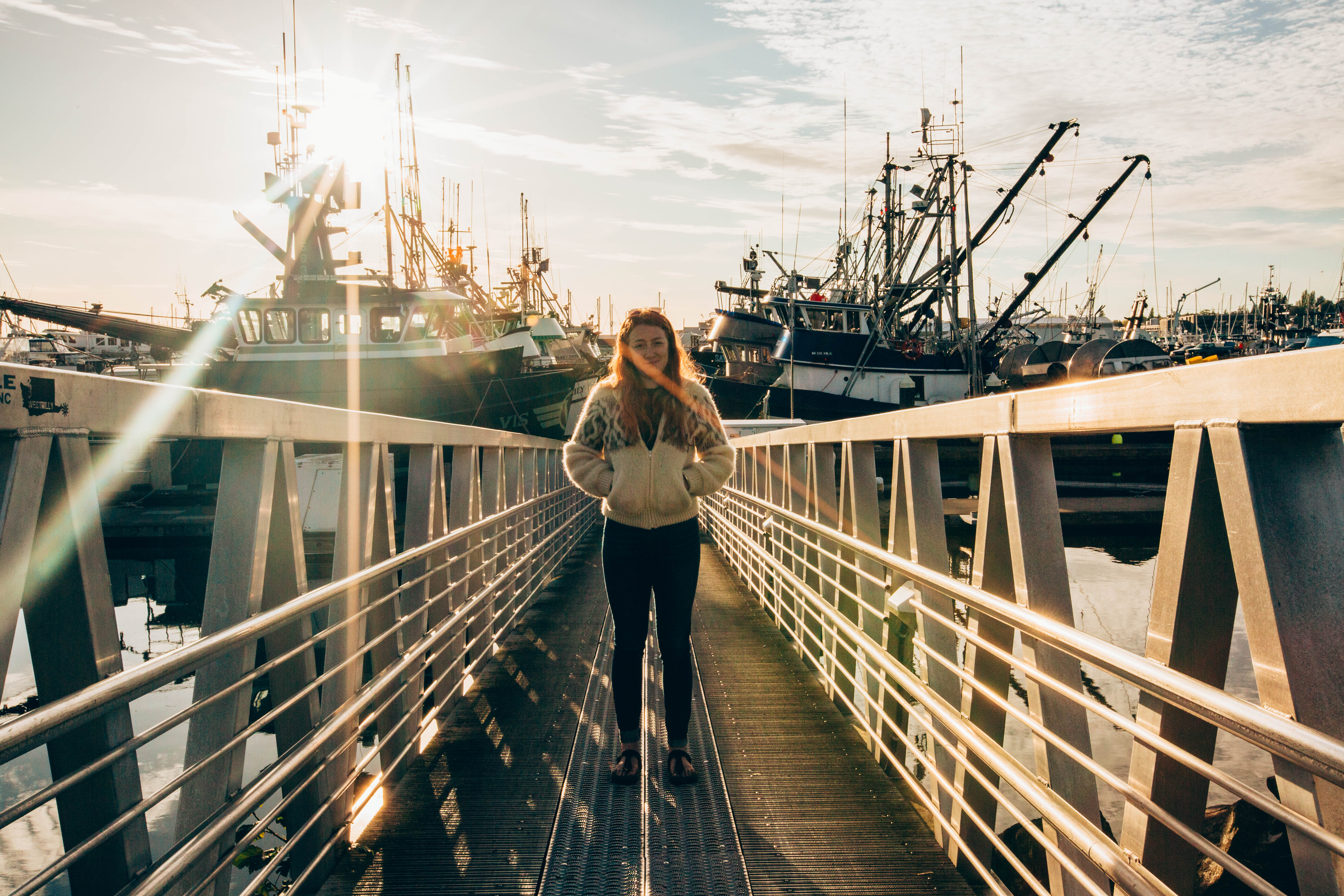 Elma stands on the dock ramp at Bellingham Marina on Tuesday, May 7, 2019. (Photo by Regan Bervar)