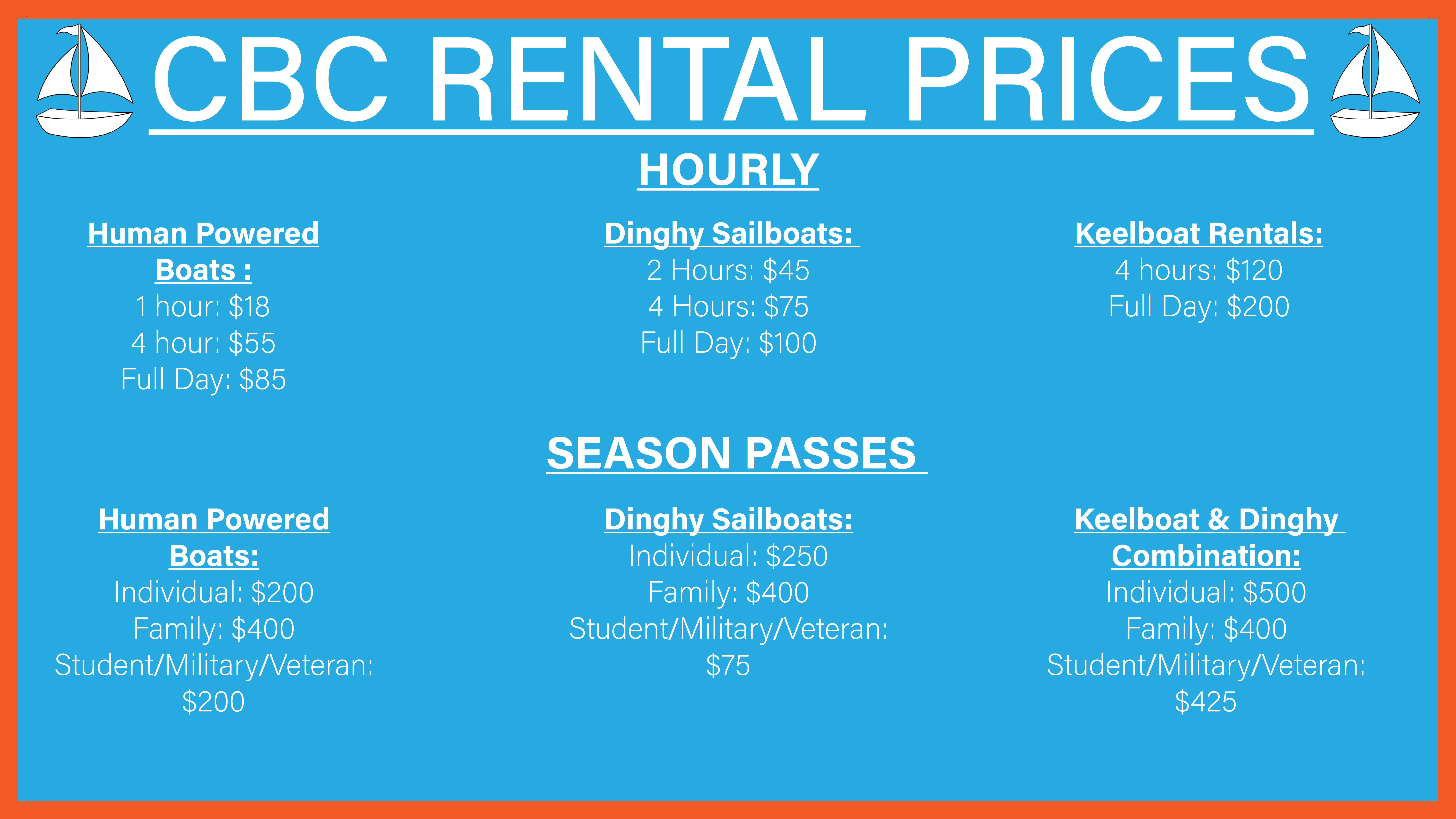 Community Boating Center pricing as of June 2019. (Infographic by Tanner Thompson)