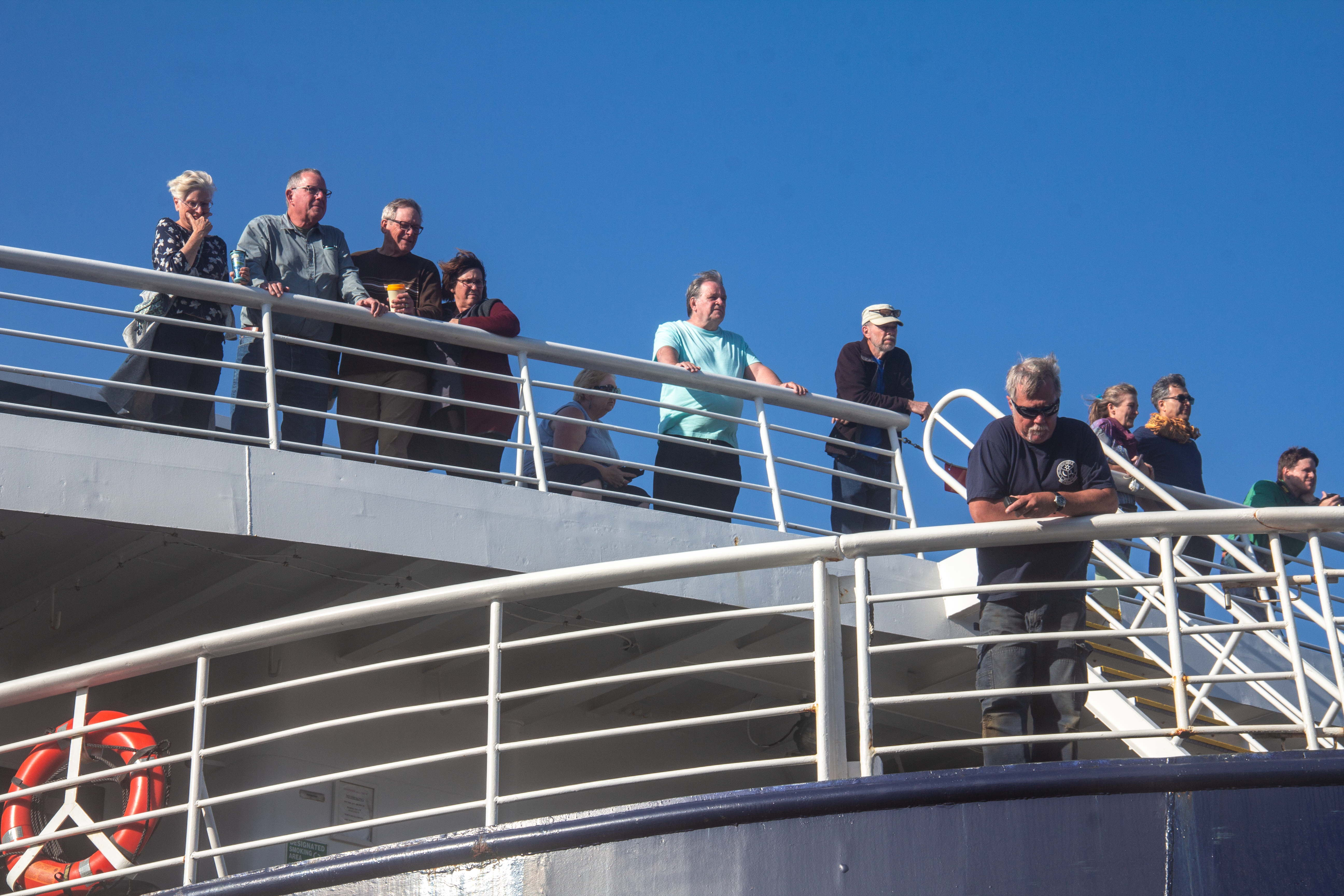 Passengers aboard the Alaska Ferry in Bellingham, Washington. (Photo by Joely Johnson)